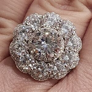 NWT JTV Cubic Zirconia Cluster Ring In Sterling Silver Size 5